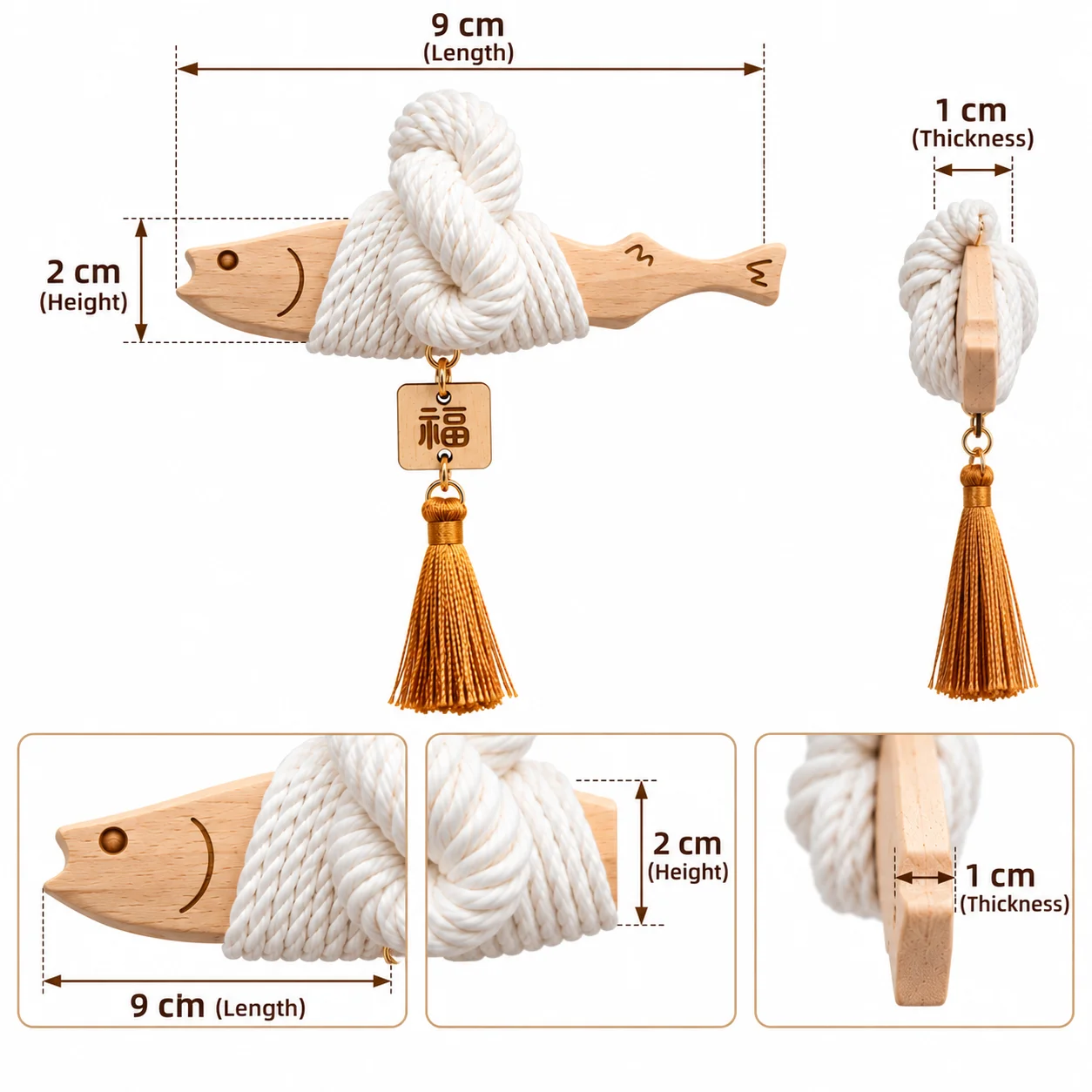 Korean Good Luck Wooden Fish Ornament 액막이 명태 Handmade Pollock Charm Car Hanging Decoration Housewarming Gift Home Decor