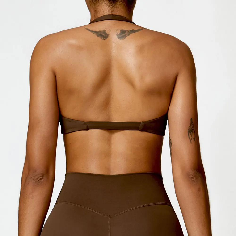 Sujetador deportivo con cuello Halter para mujer, Top Sexy con espalda hermosa, sujetador de realce para Fitness, Yoga, gimnasio, sujetador de