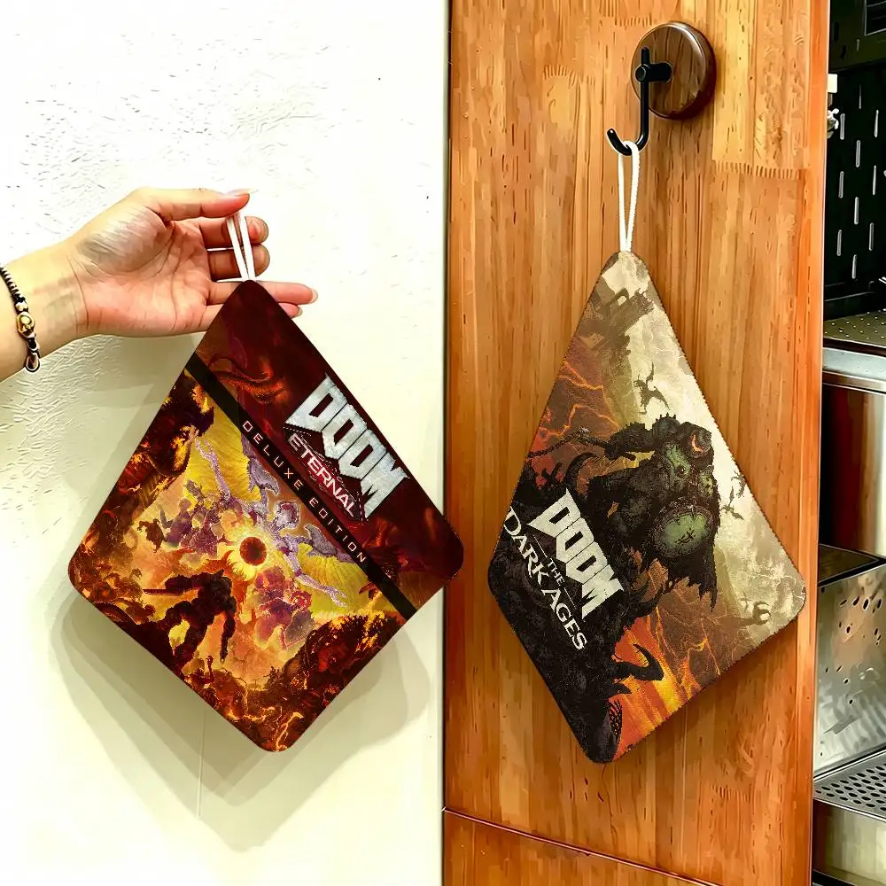 Games D-Doom Polyester Cotton Hand Wiping Towel with Hanging Loop, Lightweight for Home and Commercial Use