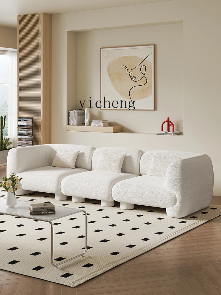 XC Cream Style Fabric Sofa Modern  Minimalist High-Profile Figure Double Shaped Straight Row Small Sofa