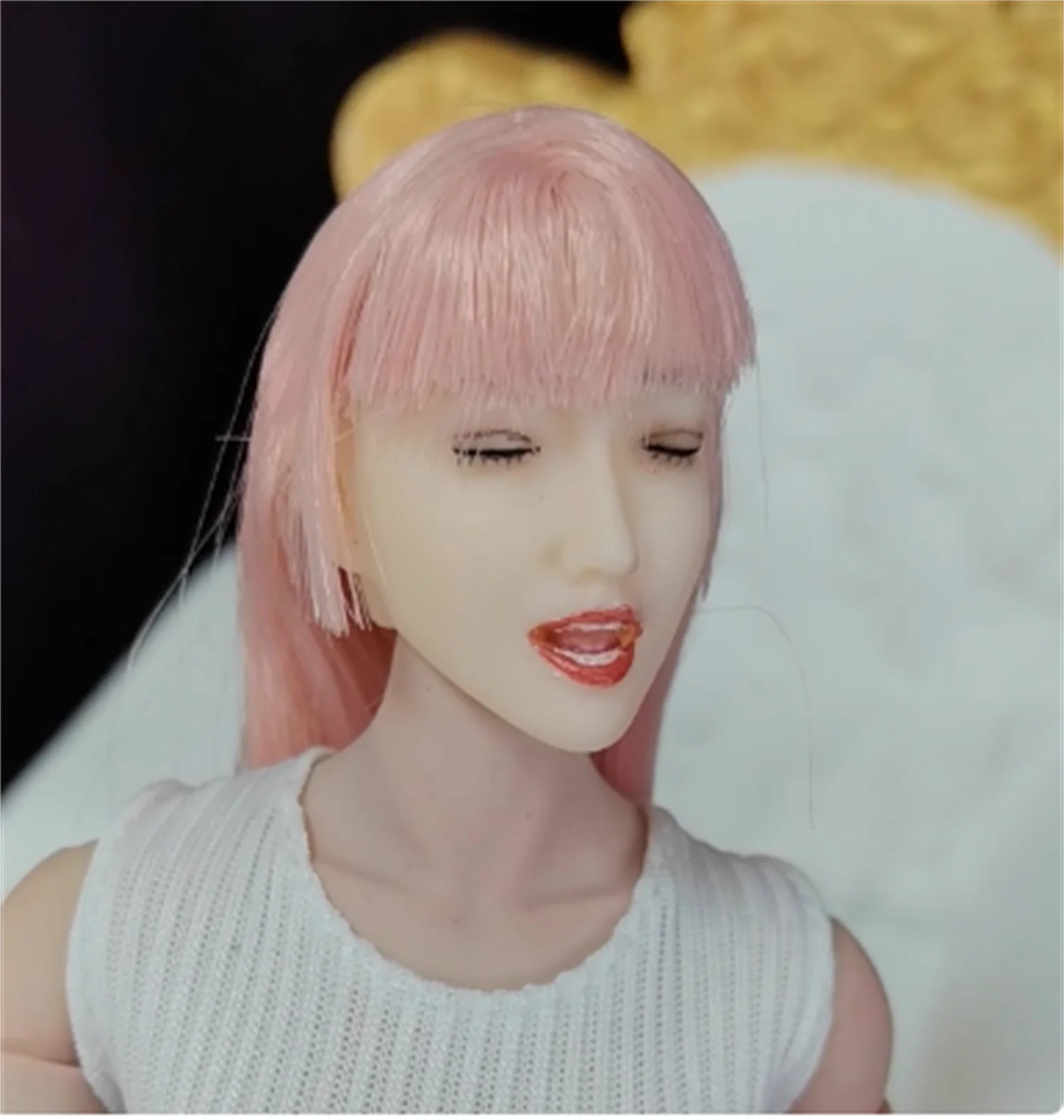 

1/6 Close Eyes Expression Head Sculpt Бледно-розовый/синий/черныйPlanted Hair для 12-дюймовой экшн-фигурки TBleague Phicen, модель игрушки