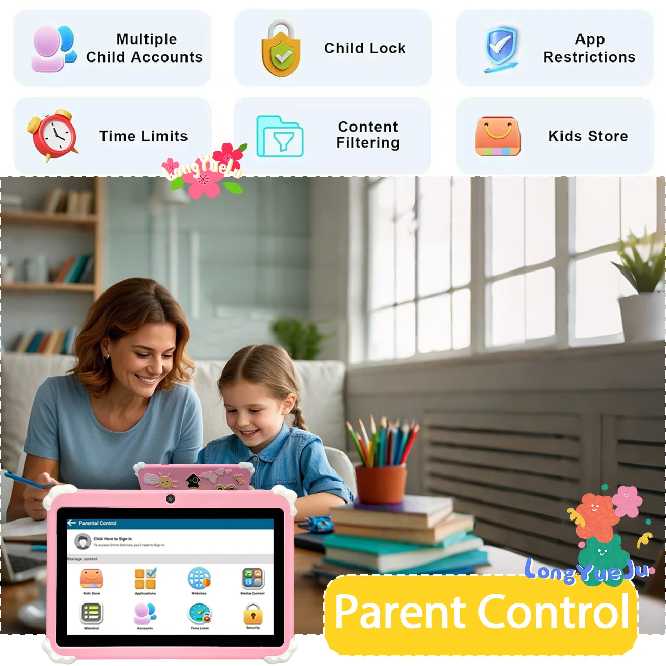 تابلت للأطفال 7 بوصة وذاكرة وصول عشوائي 2 جيجابايت وذاكرة قراءة فقط 32 جيجابايت وذاكرة قراءة فقط 3000 مللي أمبير في الساعة وأجهزة تعليمية للأطفال هدية للعطلات باللون الأزرق |   الوردي