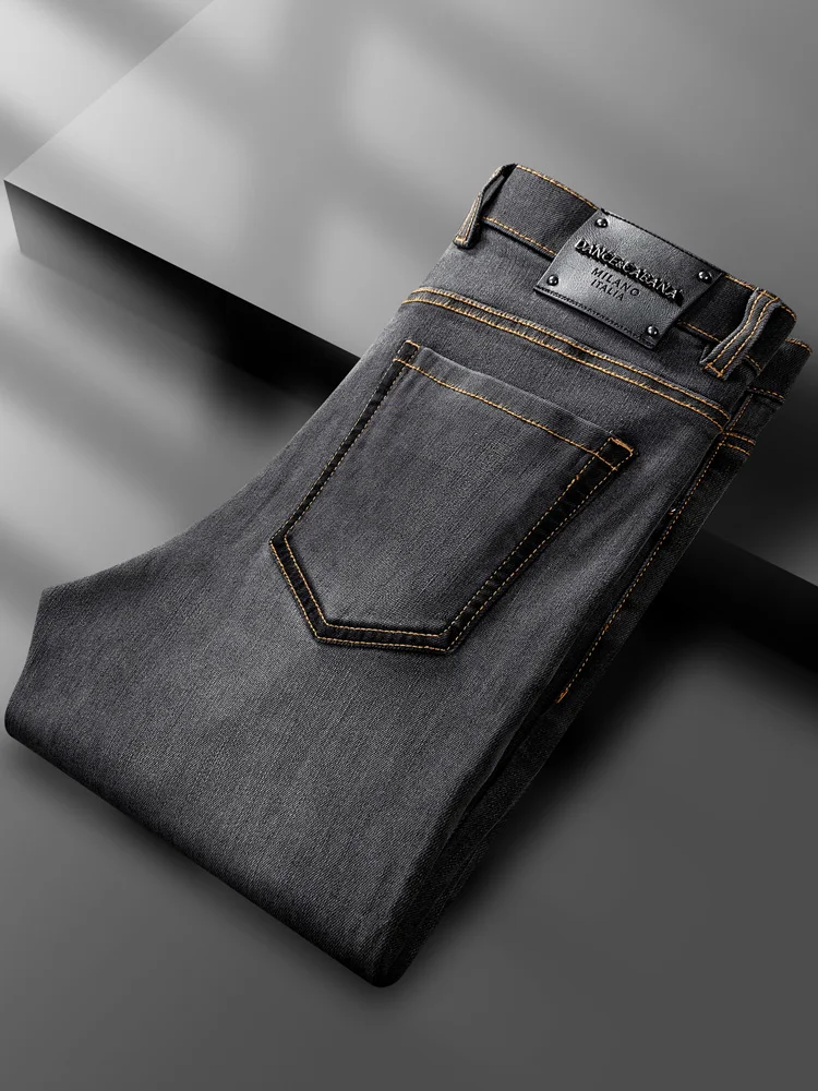 

Джинсы Thiened Bla мужские, зауженные, прямые, повседневные, длинные брюки, осень-зима, с высокой талией, из смесового хлопка