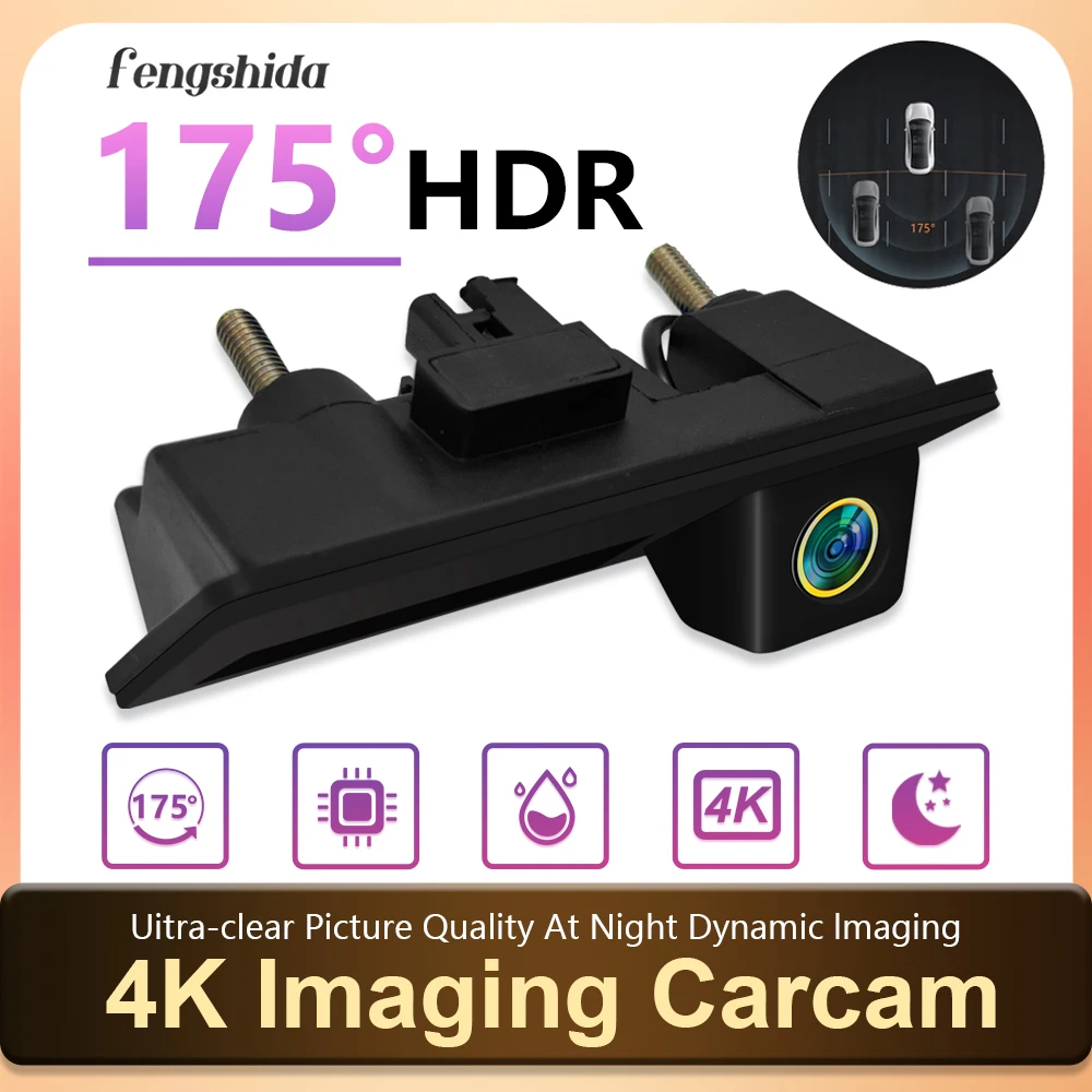 For Audi A5 Q5 A3 8V Q7 A6 A4 A4L S4 RS4 B9 AHD 175° Rear View CameraBackup Reverse AHD 2K Fisheye Lens Camera