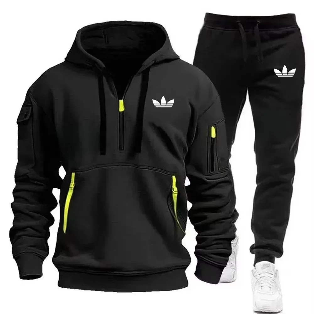 Tenue de sport à capuche pour hommes - Vêtements de sport décontractés automne 2025 - Sweat-shirt à capuche et pantalon de sport - Streetwear confortable - Populaire