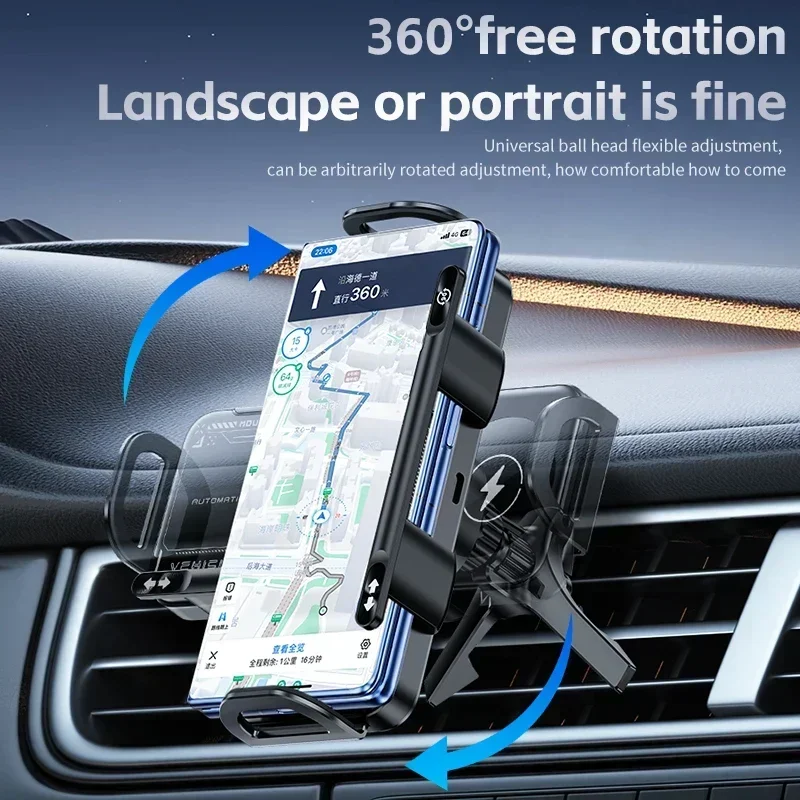 Folding Screen Wireless Car Charger Stand For Samsung Galaxy Z Fold 6 5 4 Ultra iPhone 16 15 14 Pro Fast Charging Phone Holder