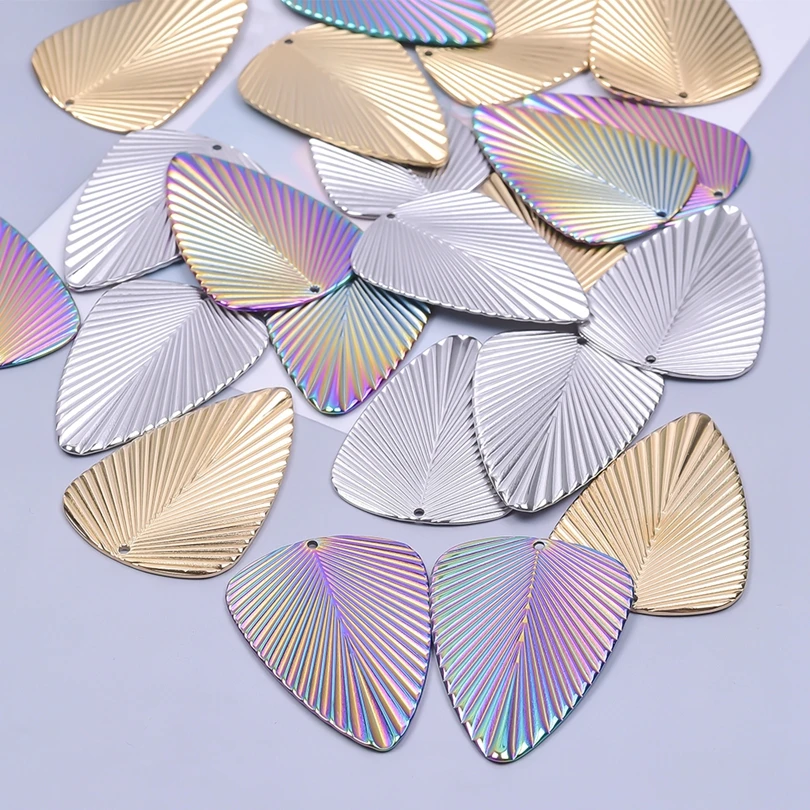 7Pcs/Lot Stainless Steel Hammered Irregular Hollow Frame Bezel Charms Geometric Round Heart Pendant DIY Earrings Parts Jewelry