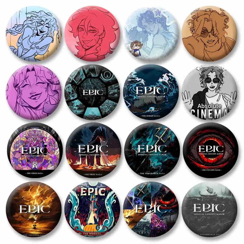 Epic The Musical Cartoon Lapel Pins Handmade Round Badges on Backpack Clothing Decoration Jewelry Brooch Accessories XMAS Gifts