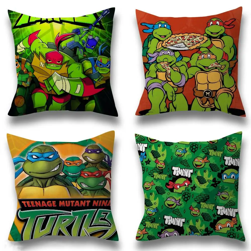 N-Ninja Movie T-Turtles  Pillow Covers Cartoon Sofa Decorative Home Double-sided Printing Short Plush Cute Cushion Cover