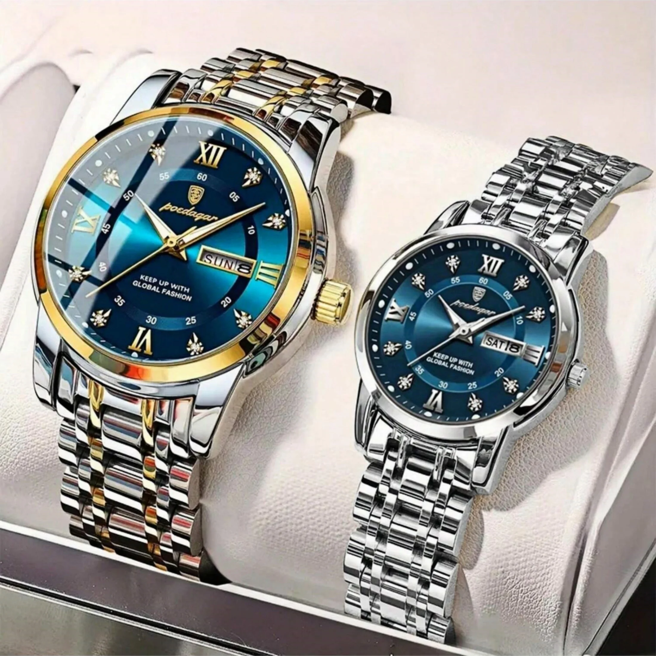 couple-business-watch-wedding-souvenir-dual-calendar-function-luminous-and-water-resistant-stainless-steel-quartz-watch