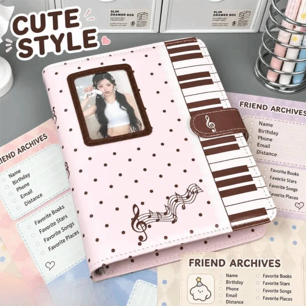 Notebook Dotted A5 - Ins Polka Dot Piano Binder Notebook