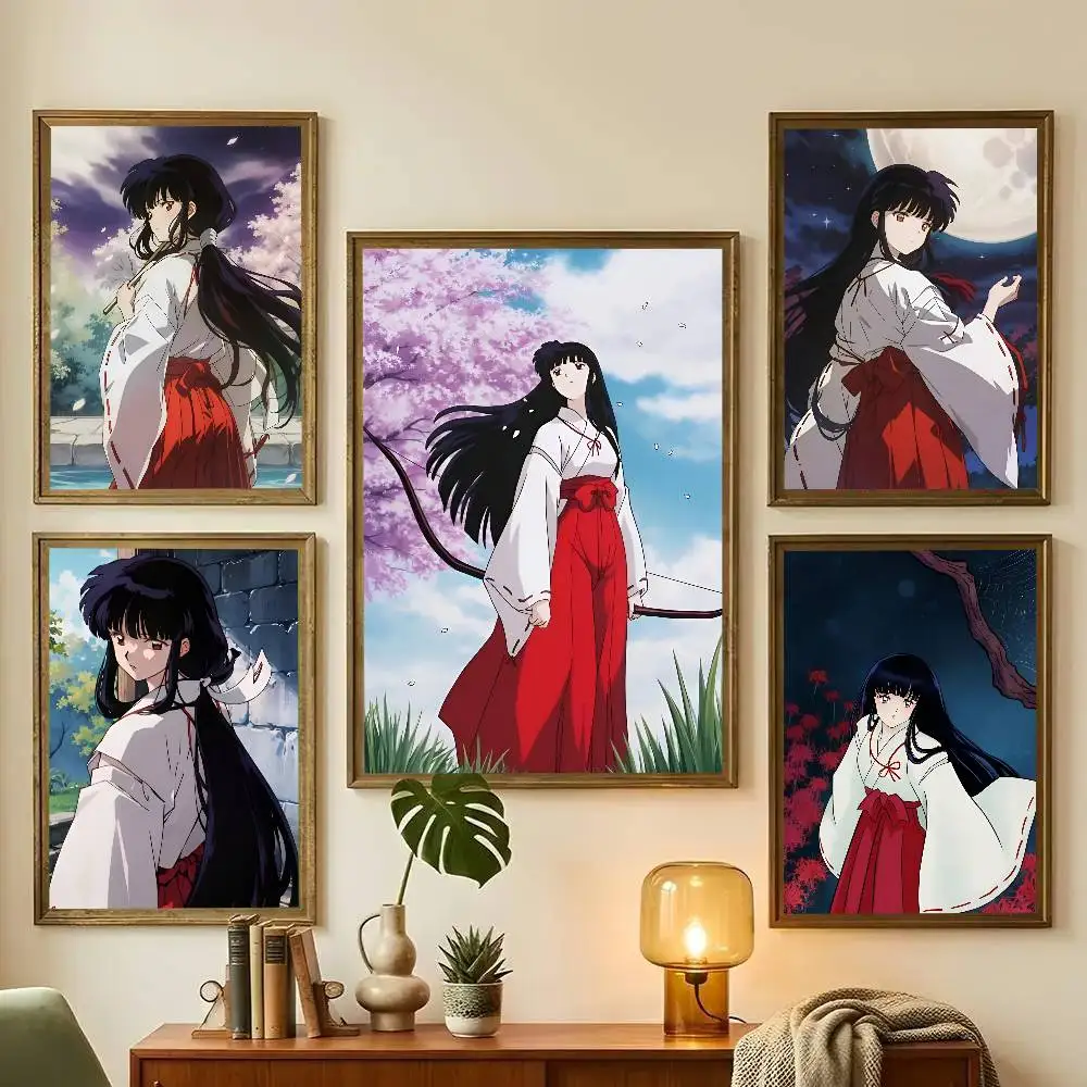 1pc Inuyasha Kikyo Poster Sticker Print Waterproof Wall Art For Living Room Bedroom Home Decor