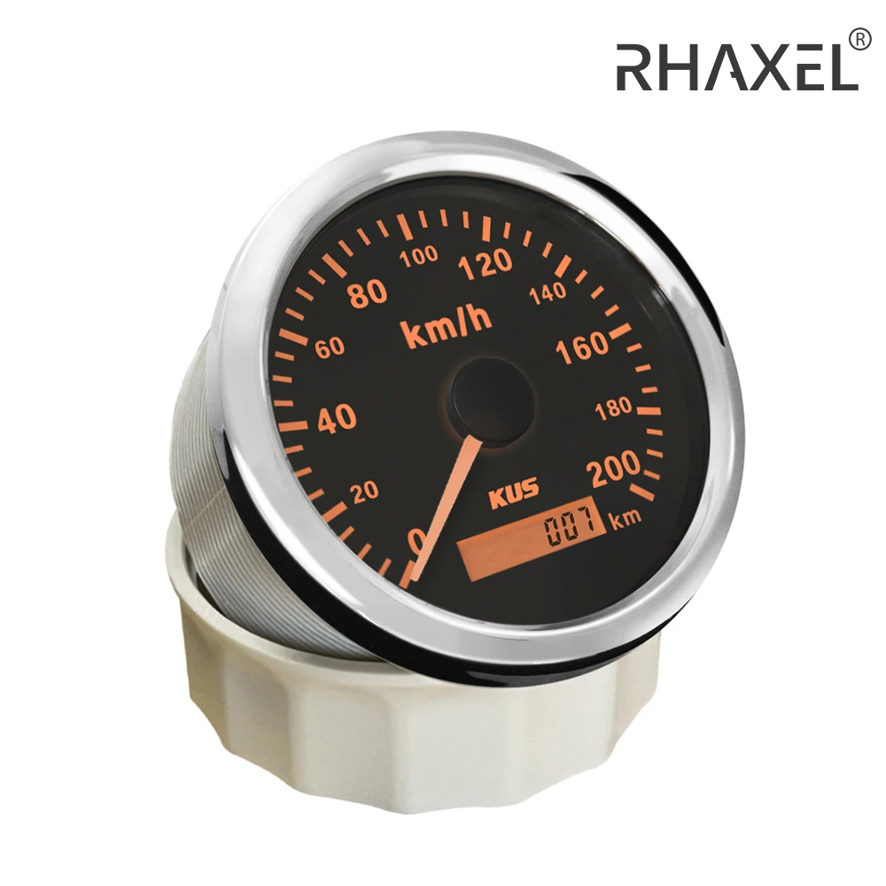 

KUS Pulse Signal 85mm Speedometer Speed Gauge 0-120KM/H 0-200km/h for Car Truck Boat Universal with Red/Yellow Backlight 12V 24V