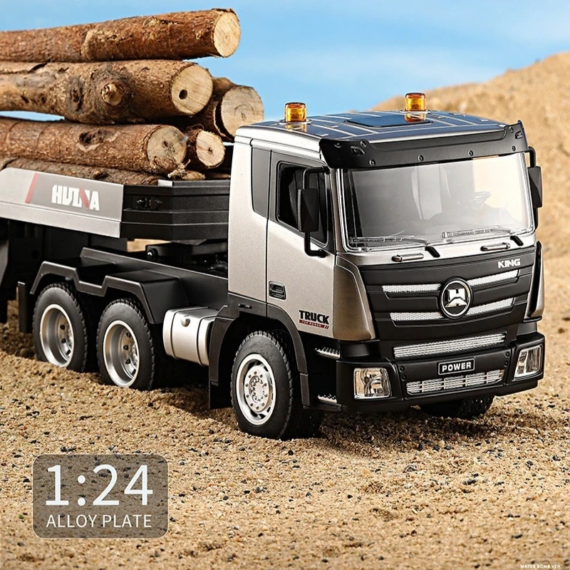 Huina Remote Control Flatbed Truck 1:24 Scale 2.4ghz Nine Channel Semi-Trailer Tractor Alloy Engineering Truck Toy For Kids