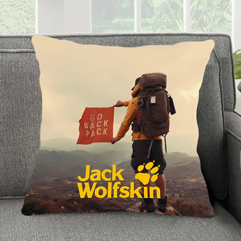 New pillowcase bedding comfortable square pillow sofa Jack Wolfskin Outdoor sports brand logo tide Fashion pillowcase Home Decor