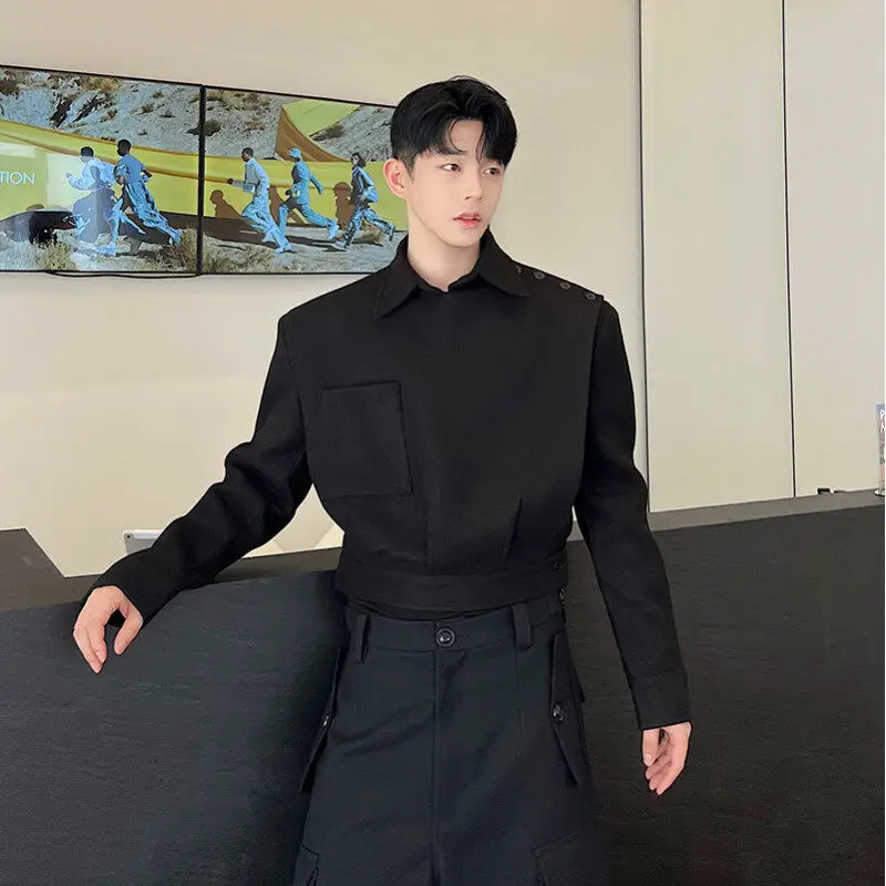 

Корейский повседневный твидовый мужской костюм в стиле преппи с наплечниками, куртка-пальто, молодежный трендовый бренд, весна-осень-зима, стильный