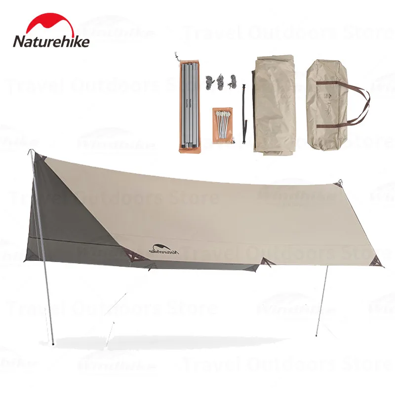 Naturehike Outdoor Tarp Sunshade Camping Picnic Waterproof Picnic Beach Canopy Black Silver Coating 10-12 Person Large Awning