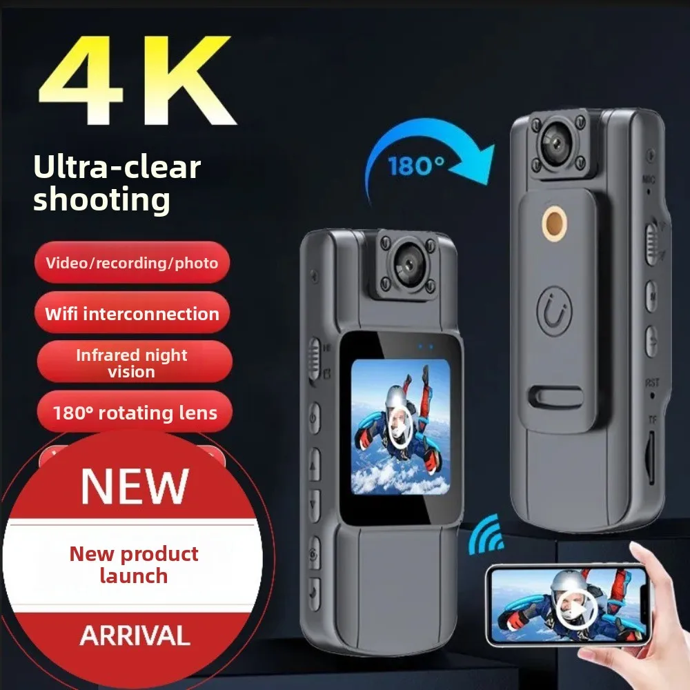 

4K HD Portable Mini Camera, Body Worn Camera with Night Vision, Multifunctional Small Video Recorder for Bicycle
