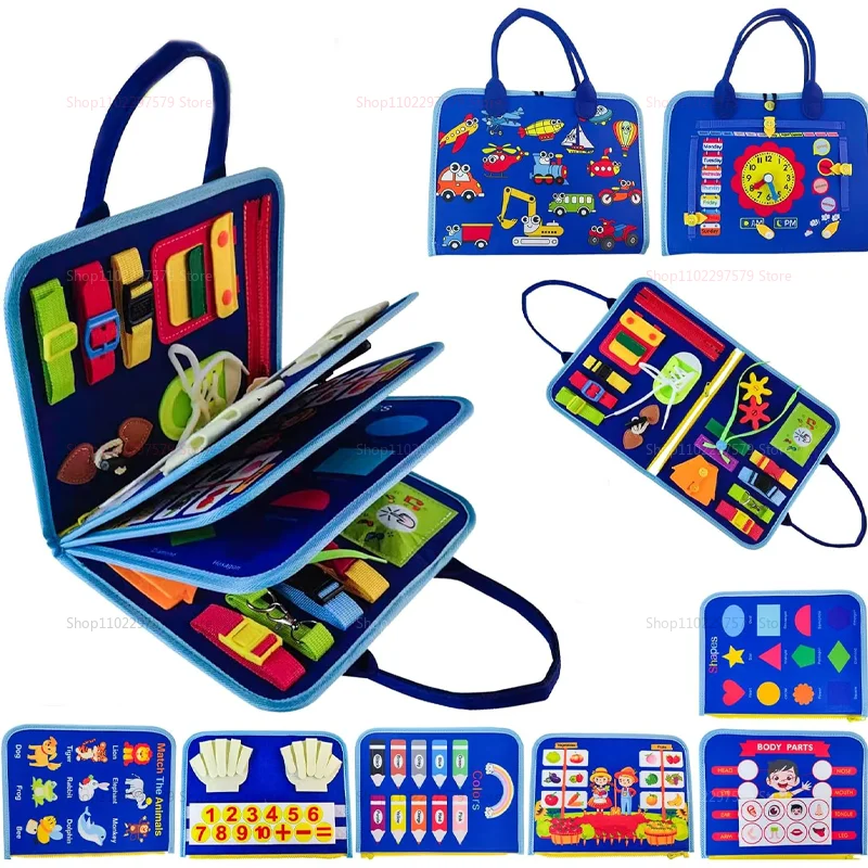 Tablero ocupado, juguetes Montessori para niños pequeños, libro ocupado sensorial para preescolar, Educación Temprana, aprendizaje de habilidades motoras finas, juguetes para niños