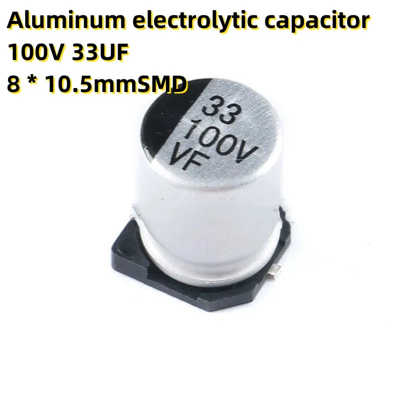 50PCS Aluminum electrolytic capacitor 100V 33UF 8 * 10.5mmSMD