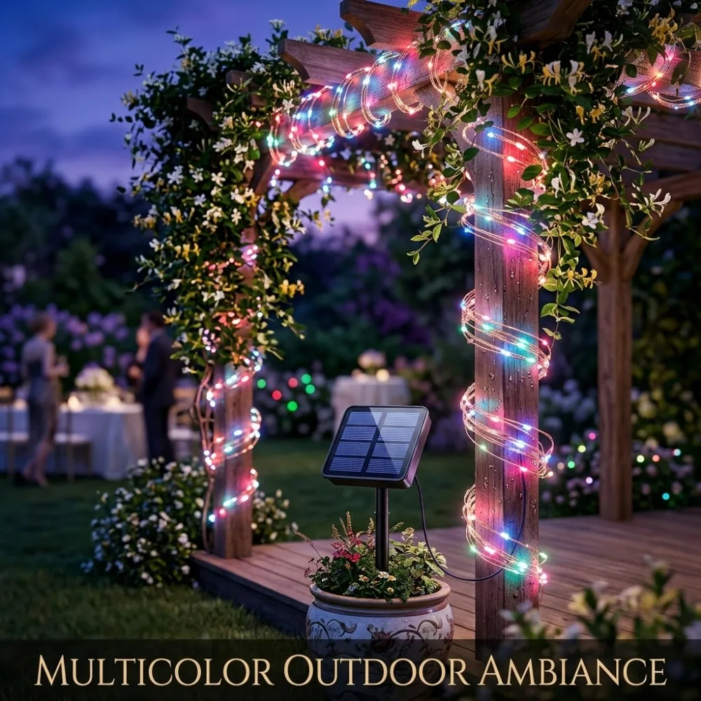 Solar Copper Wire Lights 8 Modes Waterproof Multicolor for Outdoor Christmas Gardens Parties Weddings Patios Festive Decor