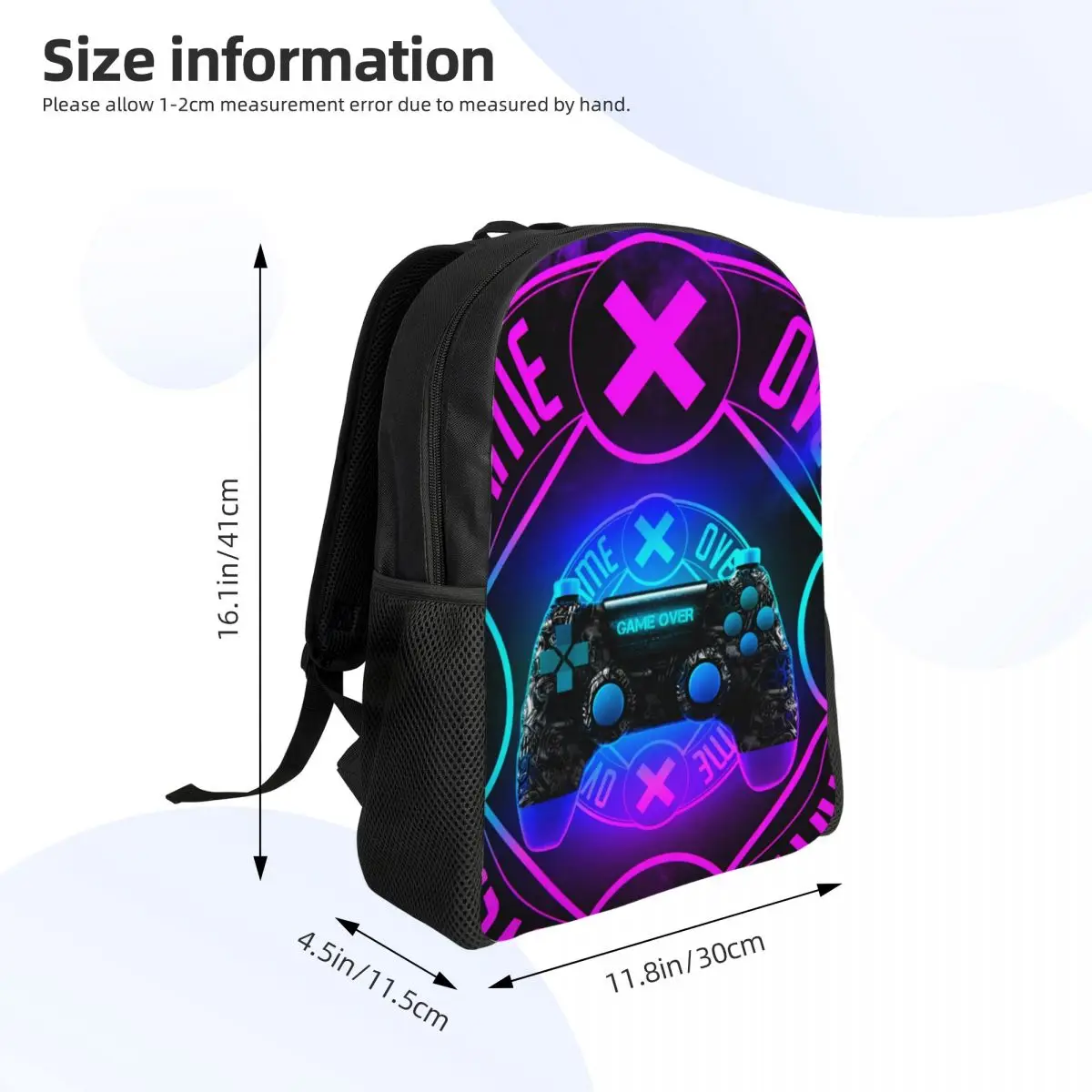 Mochilas de botão de controlador de jogo personalizado, Bookbag casual para faculdade, sacos de presente para mulheres e homens