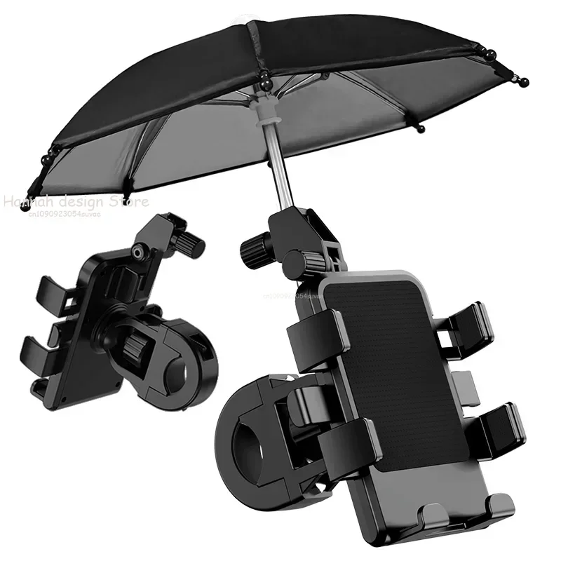 Motorcycle Mobile Phone Holder Stand & Umbrella Rainproof Sunshade Bicycle Outdoor Scooter Phone Clip Handlebar Mount For iPhone