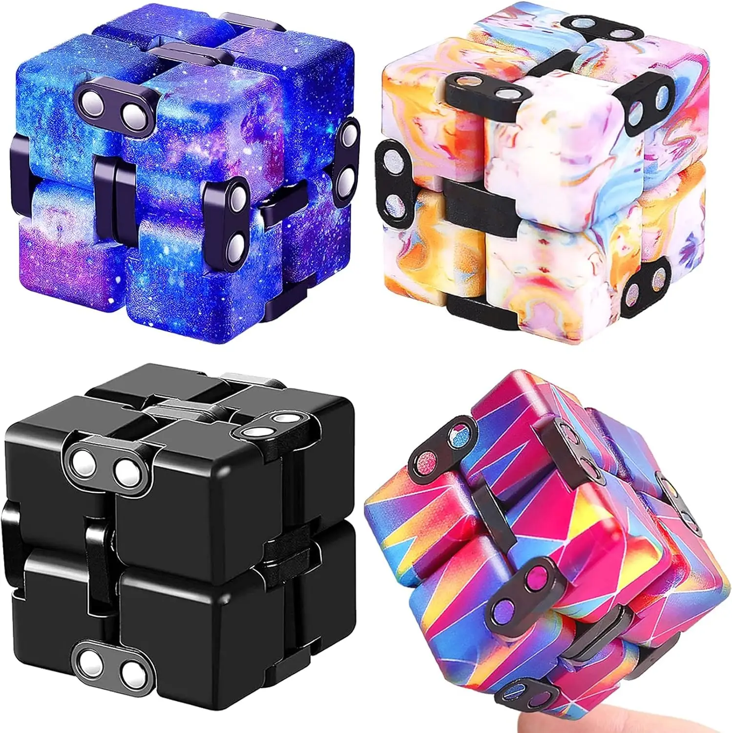 

4-Pack Infinity Cube Stress Relief Toy for Kids & Adults, Mini Puzzle Gadget to Reduce Anxiety and Improve Focus