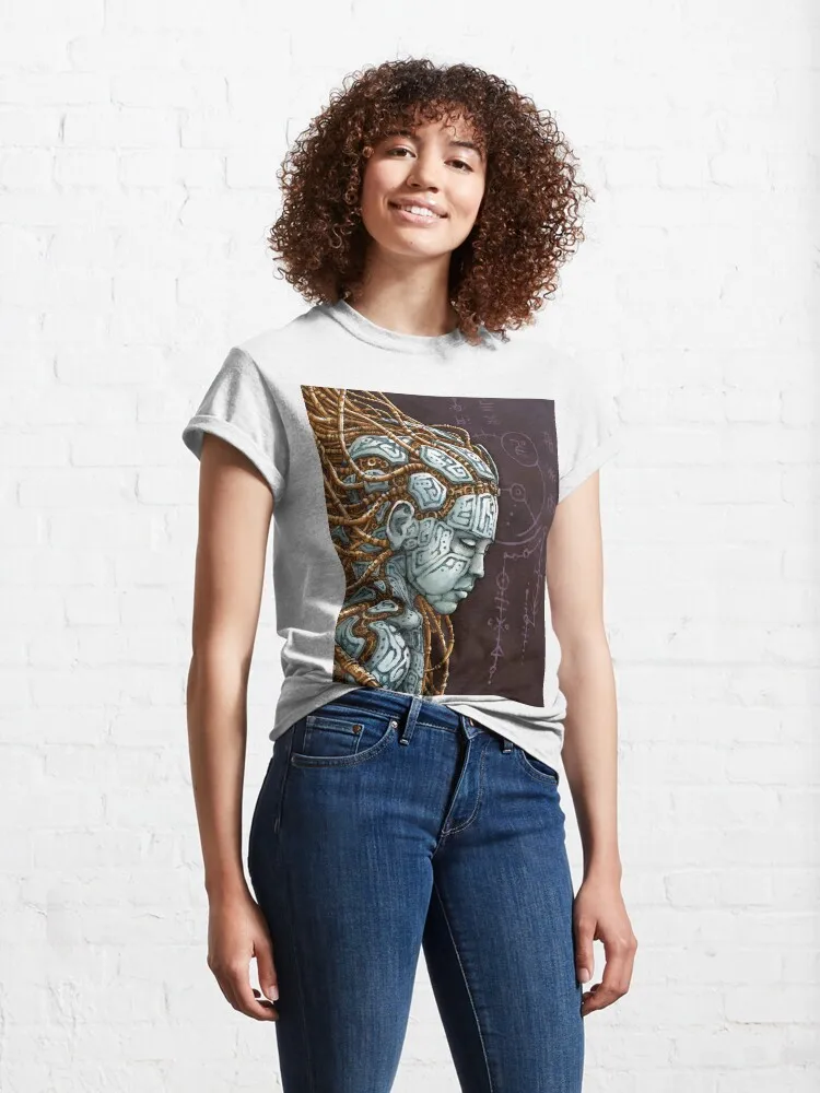 Cybernetic Meditation In A Digital Realm Classic T-Shirt Men Women Clothes Oversized Cotton Tees