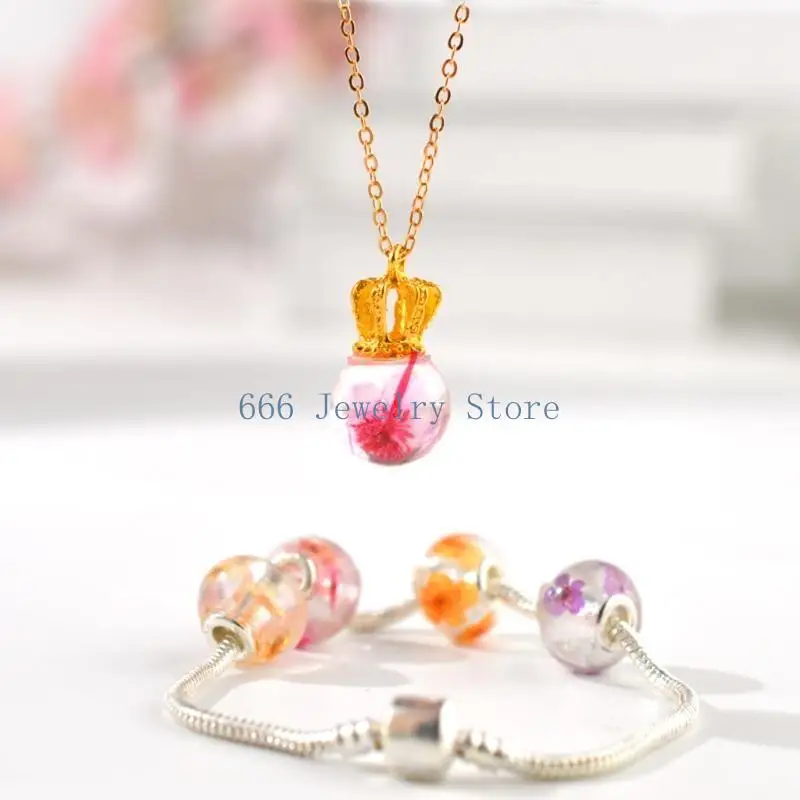 F2TD Flower Cambodia DIY Crystal Epoxy Flat Ball Bracelet Mold Package Package Dried Flower Jewelry Pendant Silicone Mold