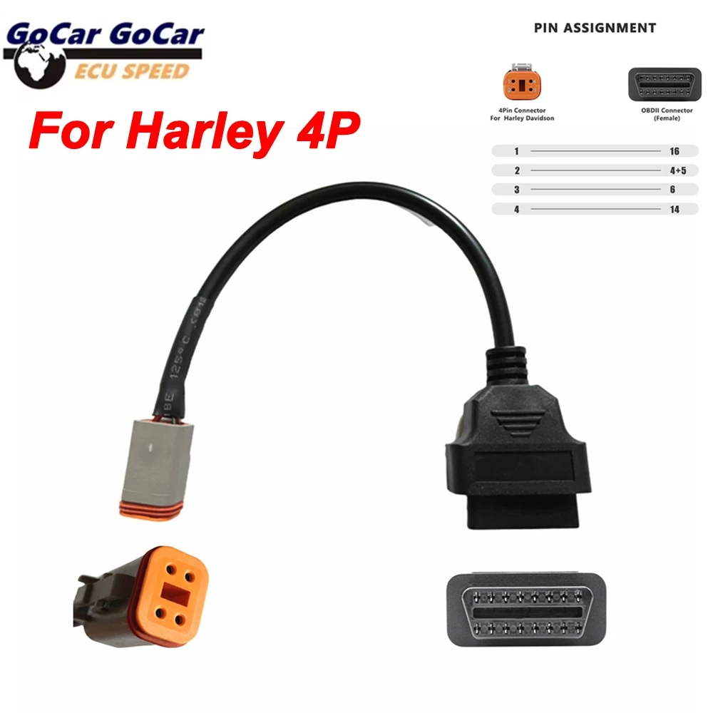2026 Latest quality version Motorbike OBD2 Extension Motorcycle Diagnostic Cable For Harle 4Pin OBD2 Connector Super practical