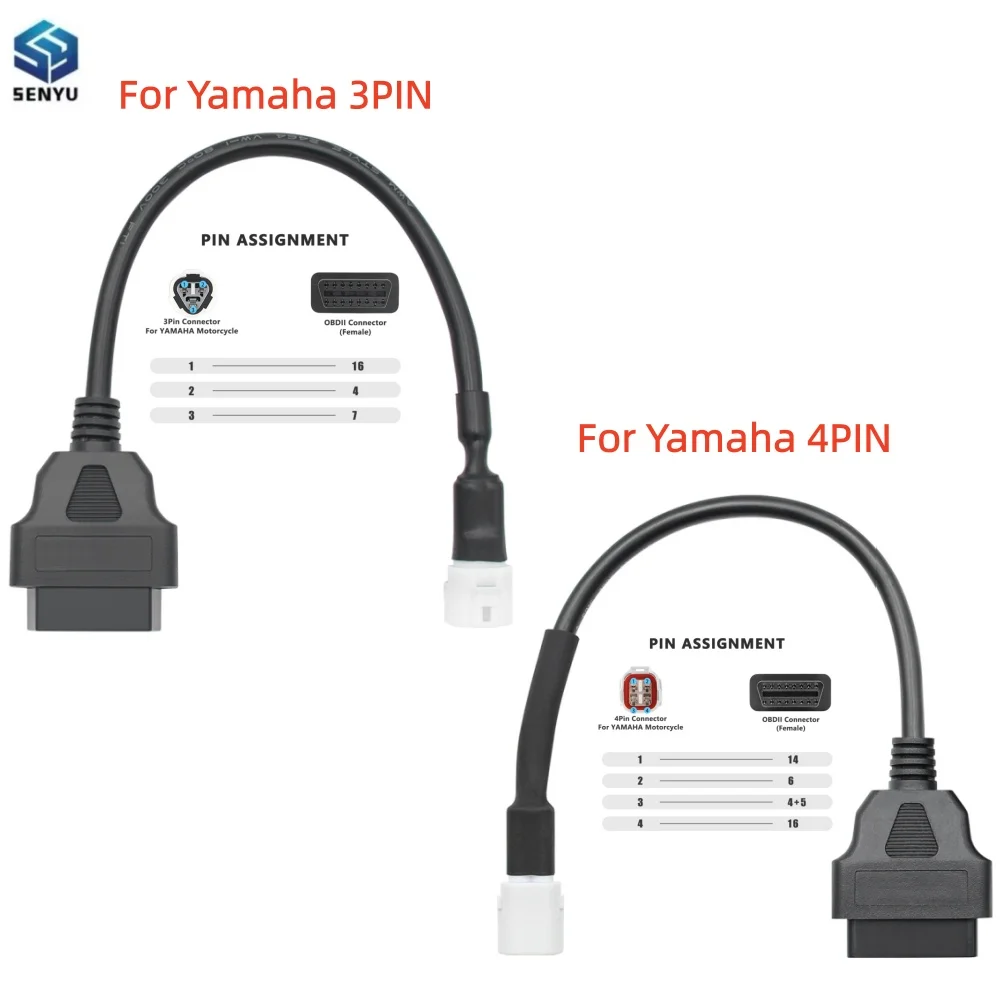 For Yamaha 3PIN 4PIN To OBDII 16Pin OBD2 Connector Plug Adapter 4 Pin 3 Pin Motorcycle OBD 2 Extension Cable Diagnostic Tool