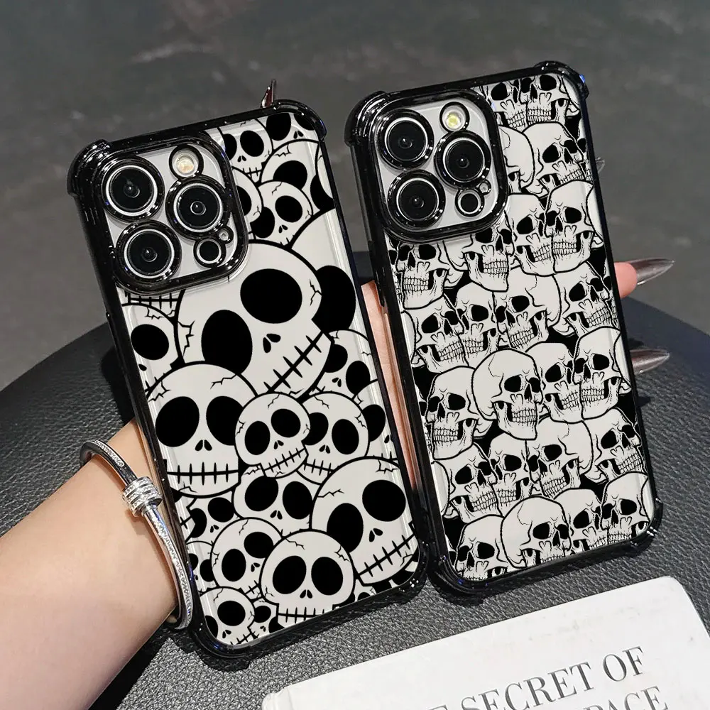 

Horror Black Skull Skeleton Funda For iPhone 17 Pro 16 15 14 13 12 11 Pro Max Case 17 Plus 17E 16E 17Air Protection Phone Cover
