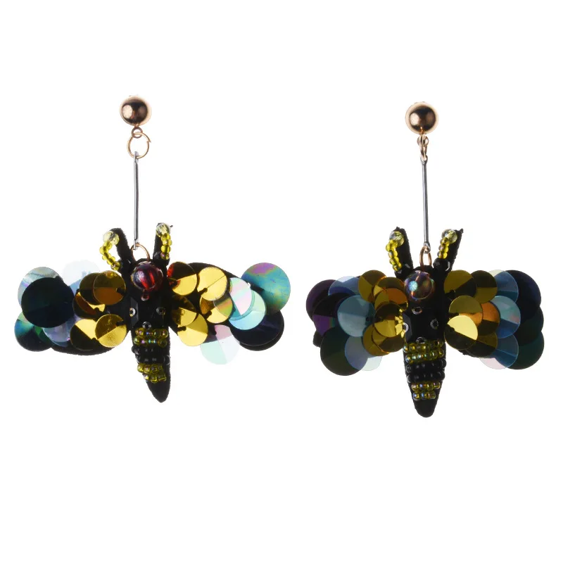 Foreign trade hot-selling new product earrings, fashionable big-name insect sequined earrings, cross-border accessories manufact