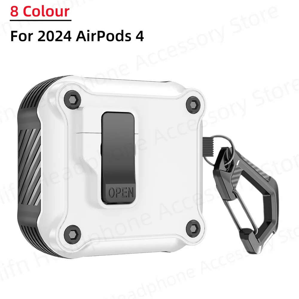 2024 New Automatic Security Lock Earphone Case For AirPods 4 with Active Noise Cancellation/Apple AirPods 4 Shockproof Case Capa