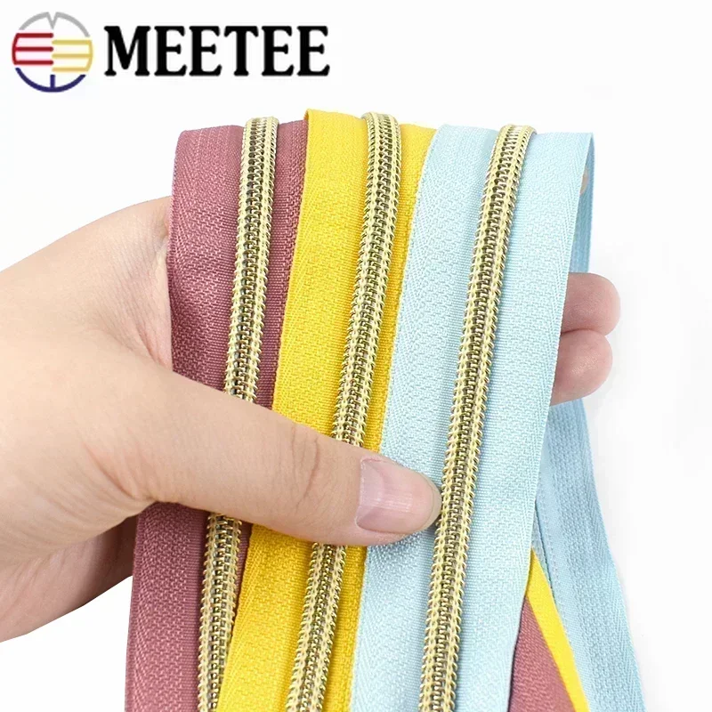 4/8/10Meters Meetee 5# Nylon Zippers Coil Roll Zipper for Bags Garment Zip Tape Repair Kit DIY Clothes Tailor Sewing Accessories