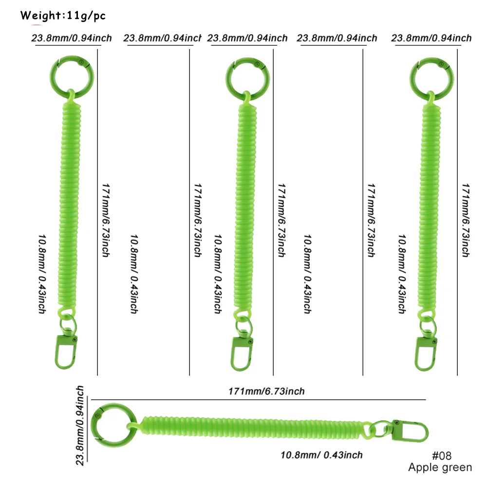 4pcs Colorful Spiral Elastic Spring Rope Keychain Key Metal Carabiner For Anti-lost Phone Spring Key Cord Clasp ID Card Hook