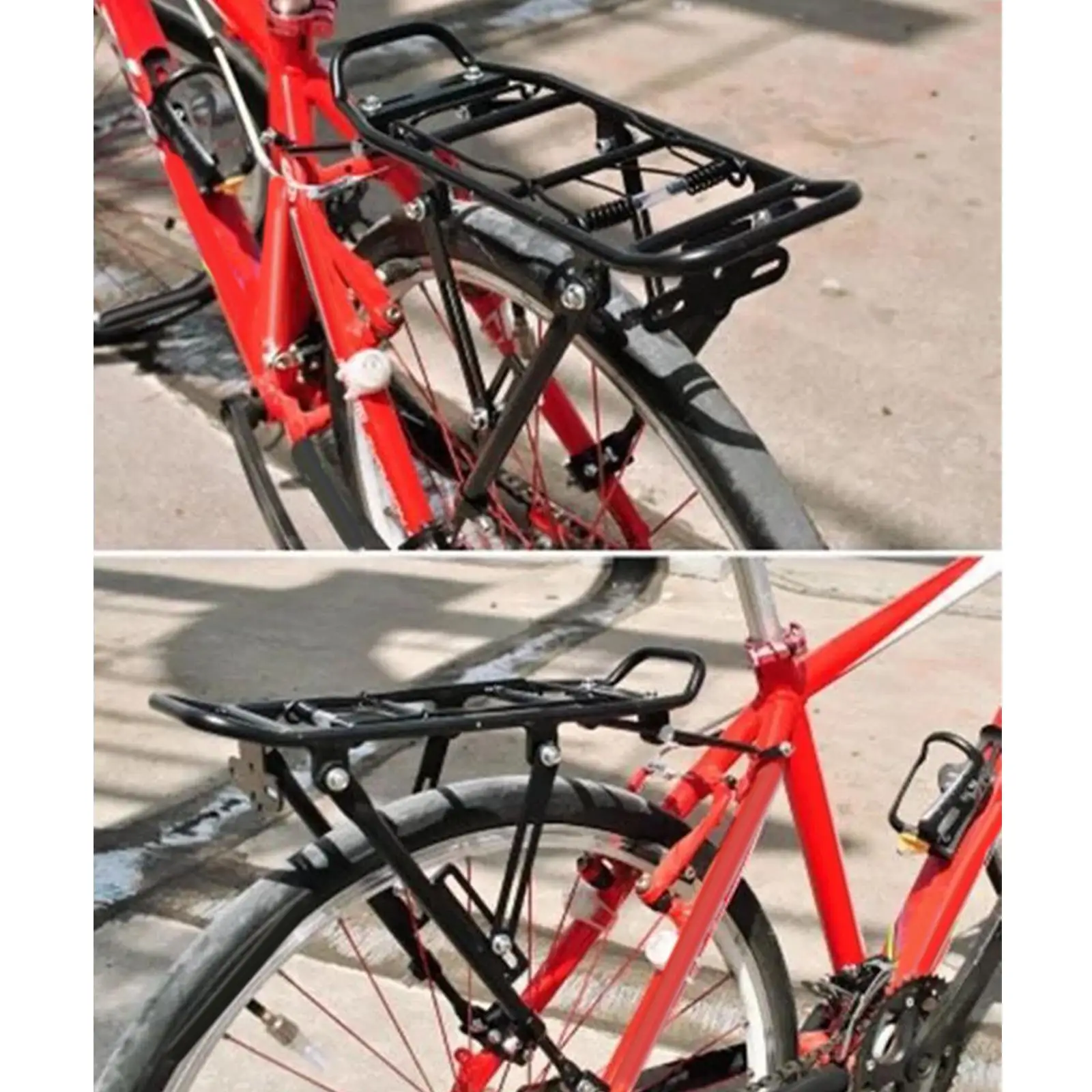 Mountain Bike Rear Bike Rack 55lbs Aluminum Carrier Bracket Back Seat Shelf Panniers Bicycle Carrier Rack for Cycling MTB