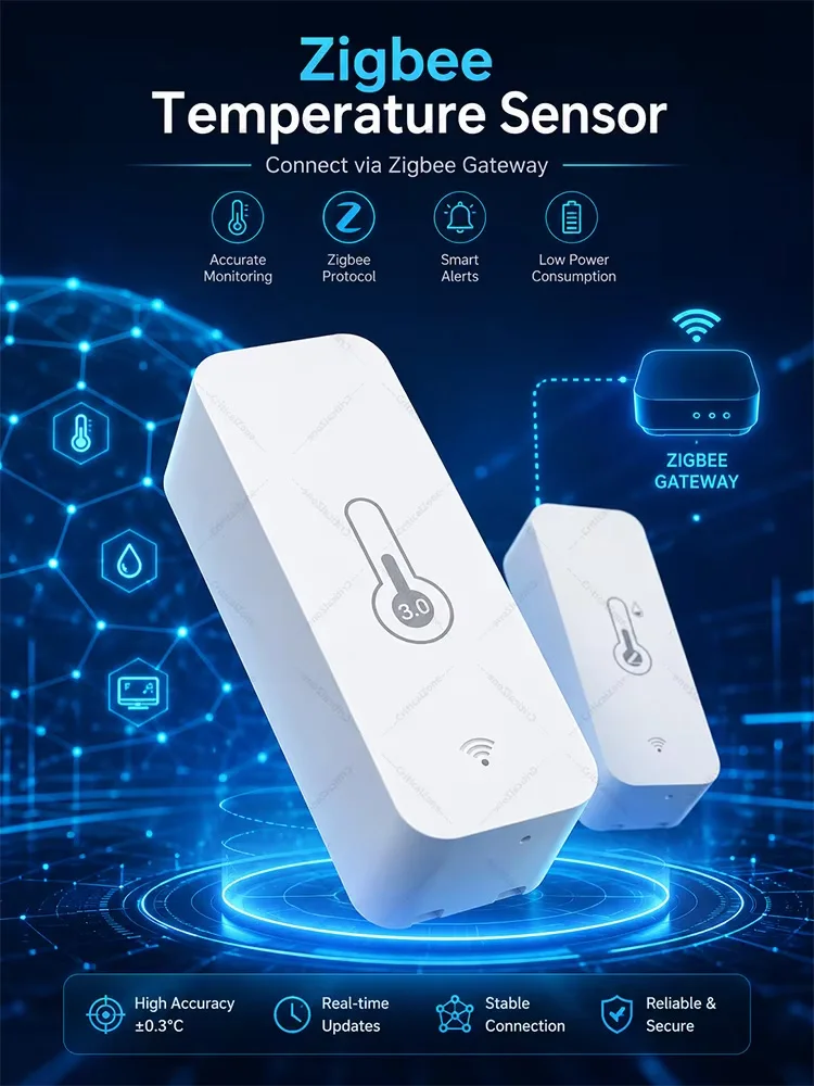 Zigbee 3.0 Temperatur- und Feuchtigkeitssensor Smart Home Thermometer Hygrometer für Alexa Yandex Home Assistant ZHA Zigbee2MQTT