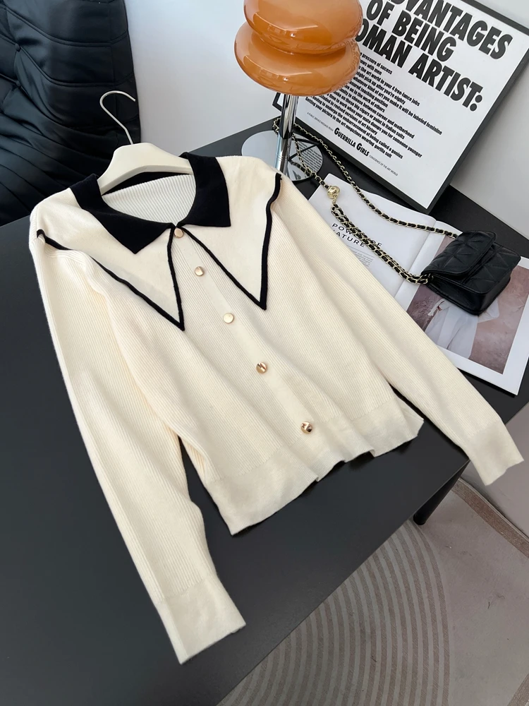 

Женский вязаный топ Ele, модный, весна 2026, большие размеры, скрывающий живот, стройнящий свитер, корейский стиль, свободный крой, длинный рукав