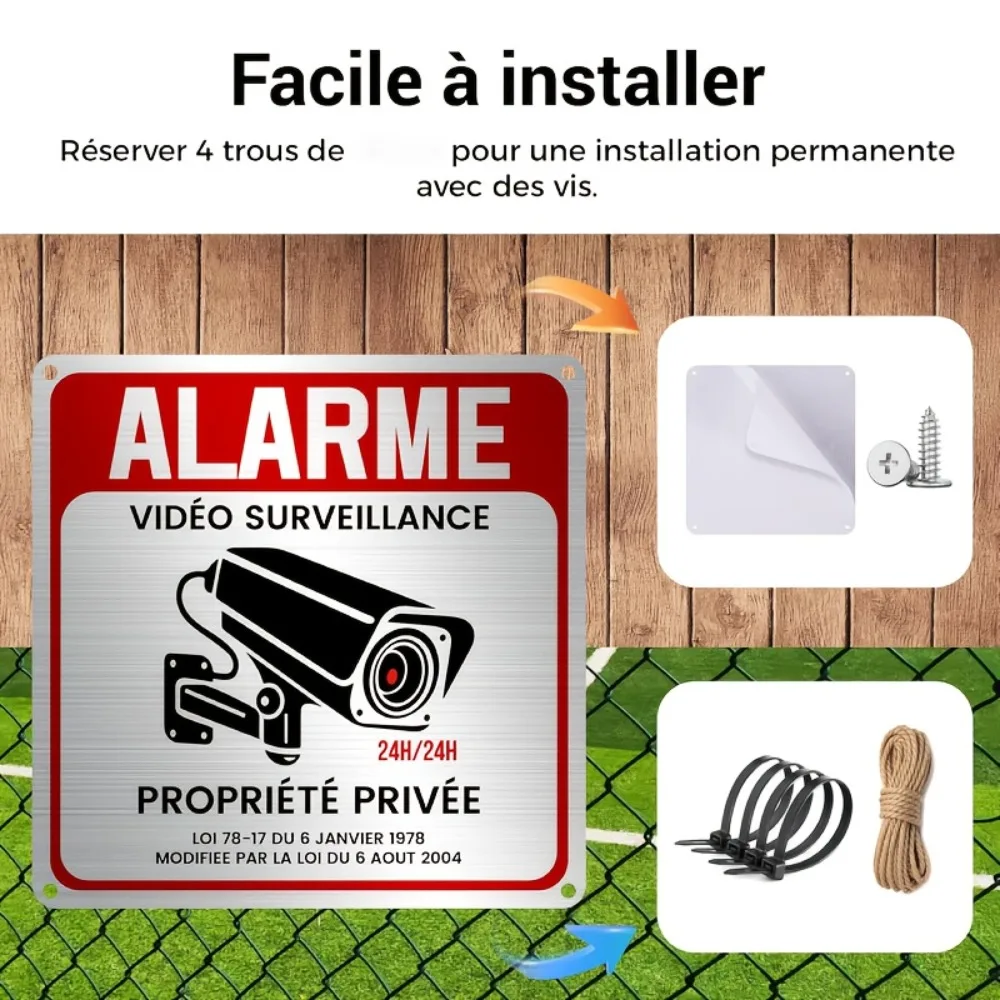 1PC French “Private Property & CCTV in Use” Security Sign, Self-Adhesive Warning Label – 1 or 2 Pack for Property & Surveil