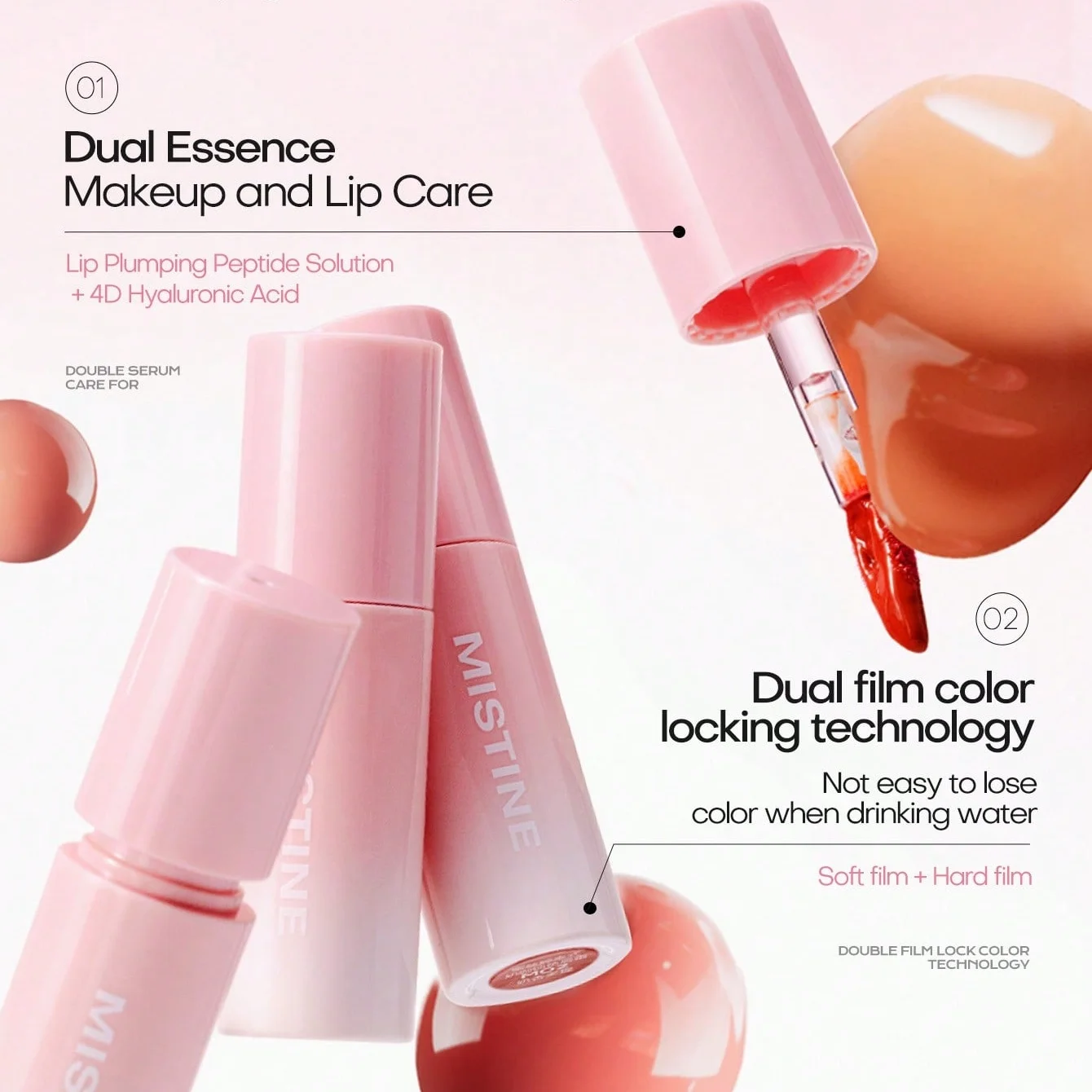 Mistine Mini Thai Latte Brillant à lèvres jute Jelly à lèvres hydratant infusé d'acide hyaluronique, Non collant léger 1gx3