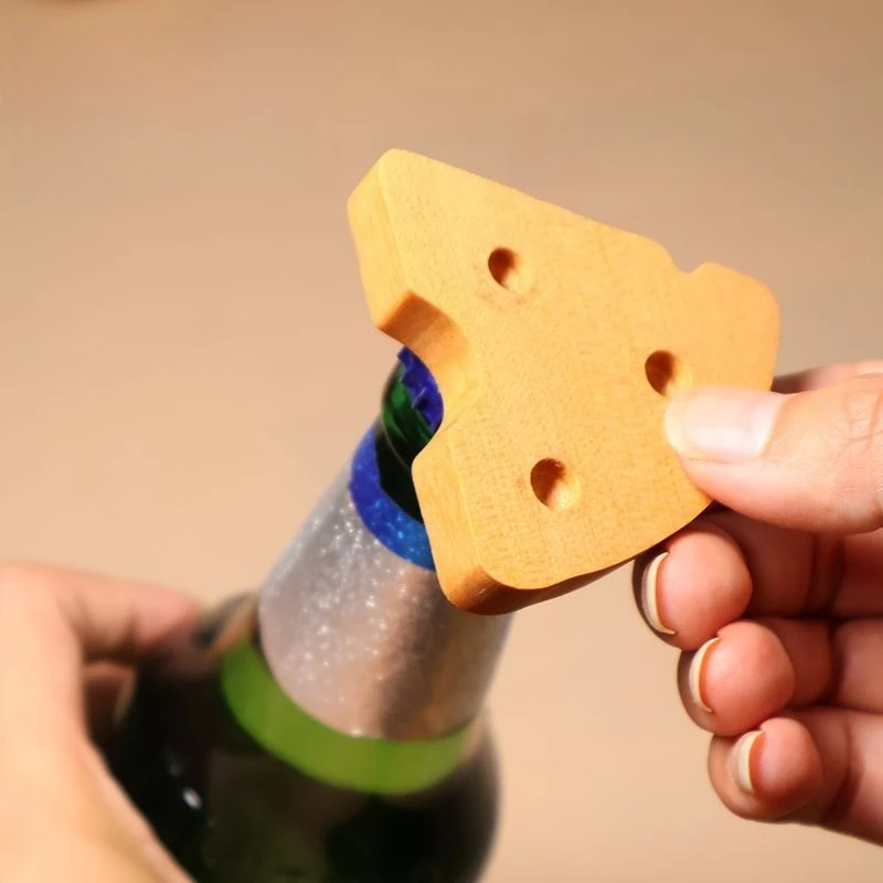 

The Bottle Opener That Reminds You! Creative 2-in-1 Wooden Memo Holder & Fridge Magnet, Heartwarming Home Decor and Cute Gift