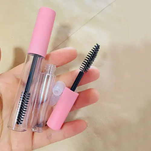 Tubos de rímel vacíos de 5ml y 10ml, tapa rosa mate, botella de crema para pestañas, contenedor de embalaje cosmético recargable líquido