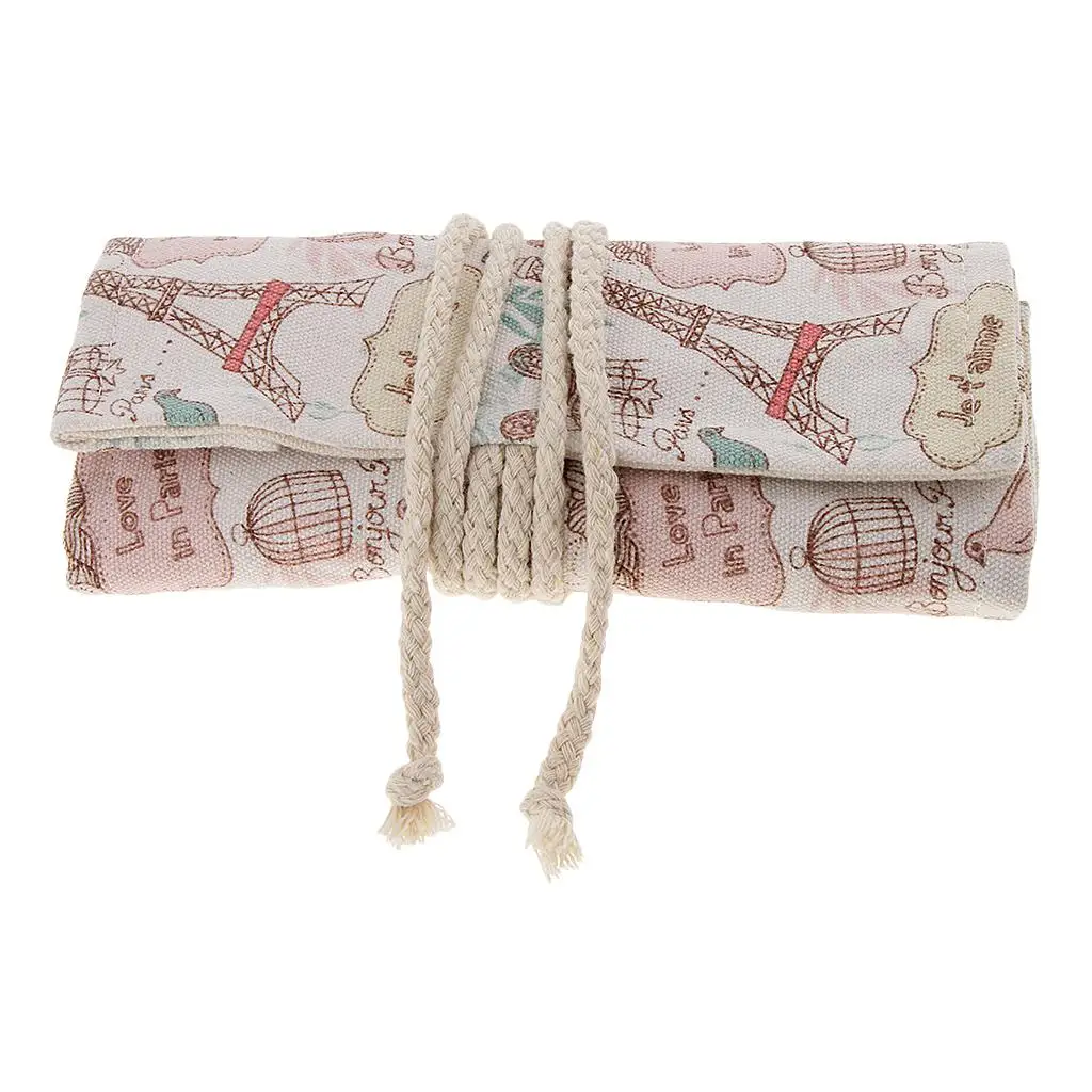 Bolsa de lápices de lona con 36 agujeros, estuche para bolígrafos, almacenamiento de pinceles de pintura