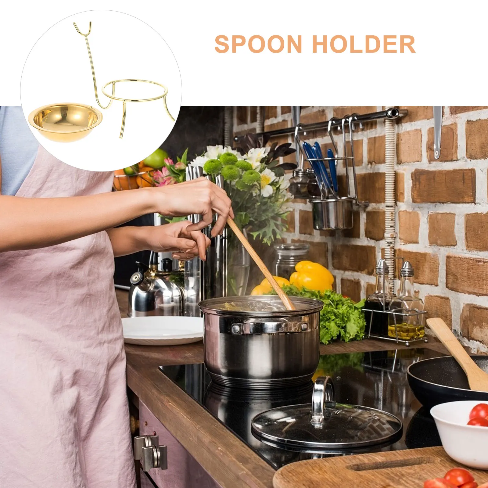 

Removable Colander Holder Cutlery Rest Small Spoon Stainless Steel Stand Table Storage Rack Kitchen Stove Spoons