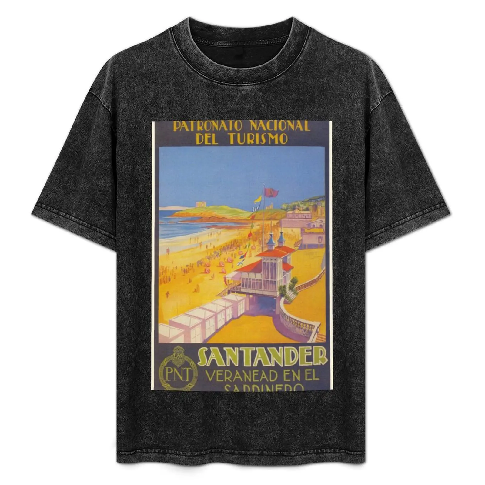 

Santander Spain Colorful Vintage Travel Poster T-Shirt Casual Daily Outfit T-Shirt