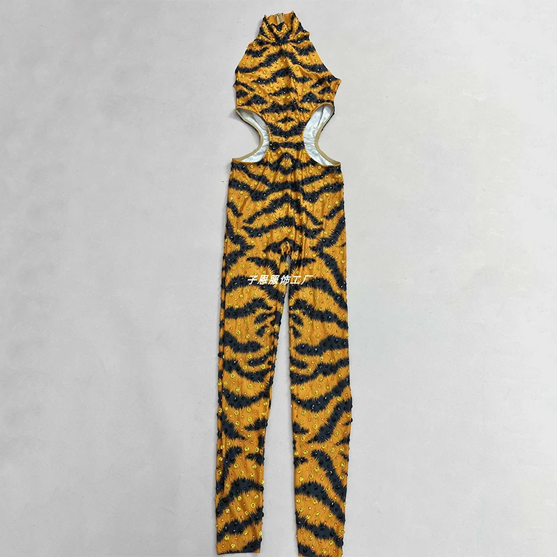 Gogo Dance Costumes Leopard Print Sleeveless Bodysuit Showgirls Performance Wear Women Stage Outfit Festival Rave Clothing 3497