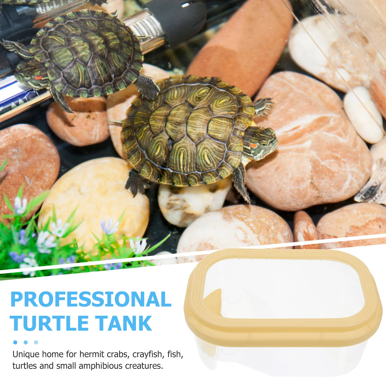 

Portable Turtle Tank Aquarium Plastic Tortoise Habitat Accessories Terrace Non Slip Ramp Docking Area Feeding Trough
