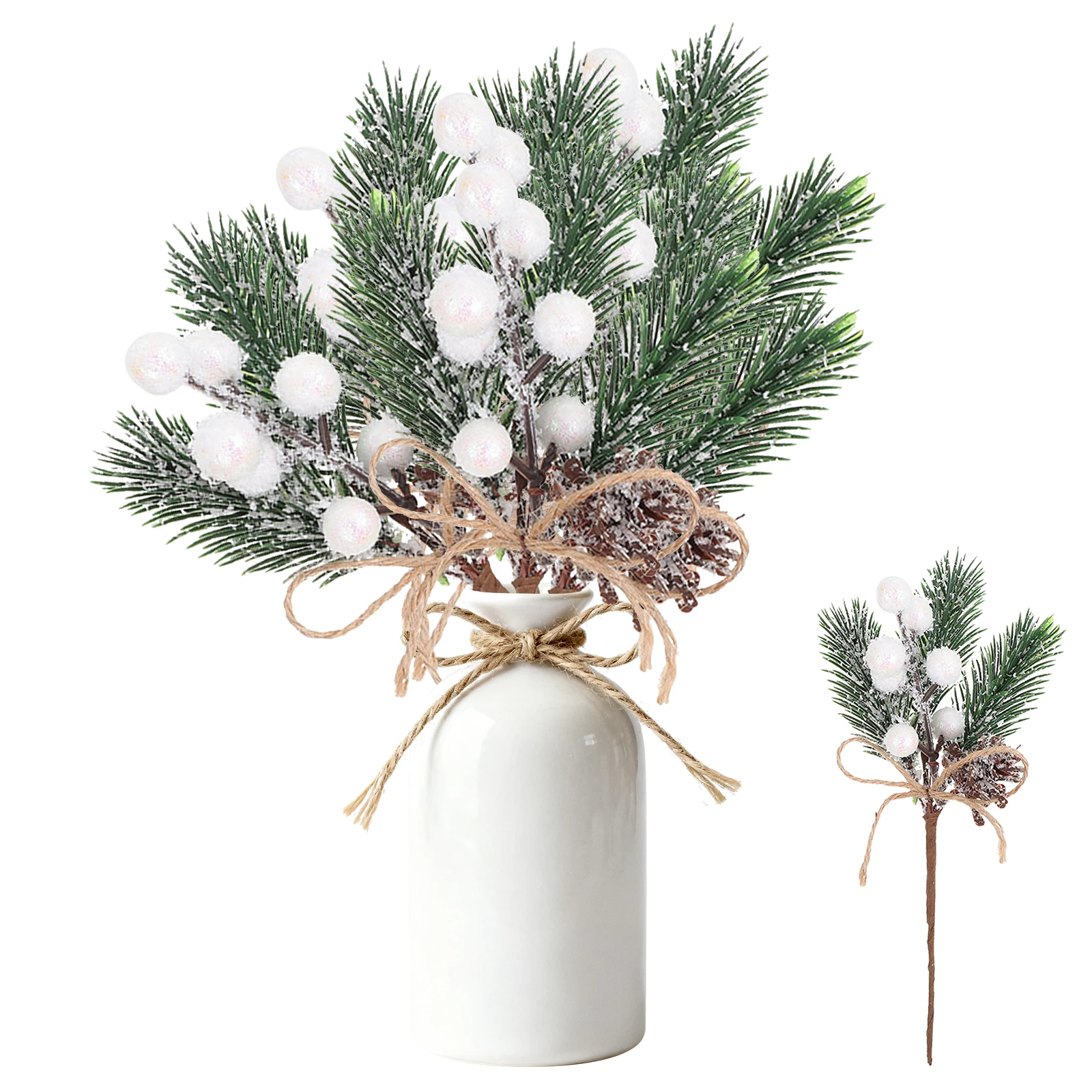 

12Pcs Christmas Berries Stems Simulation Pine Decor Artificial Flower Branches for Home Cafe Restaurant Decoration Holiday Picks